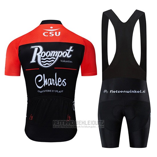 2019 Fahrradbekleidung Roompot Charles Rot Shwarz Trikot Kurzarm und Tragerhose - zum Schließen ins Bild klicken